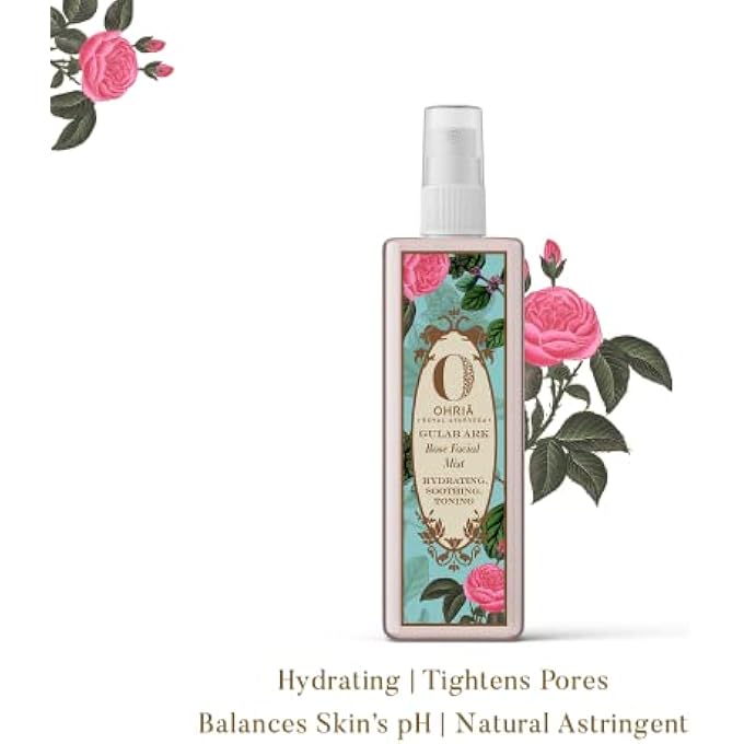 OHRIA AYURVEDA ROSE FACIAL MIST GULAAB ARK, 100ML - Image 3